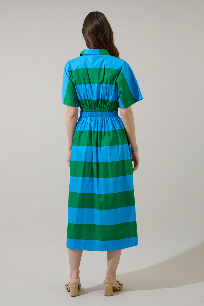 Wilderra Pleated Midi Dress Valdy Stripe