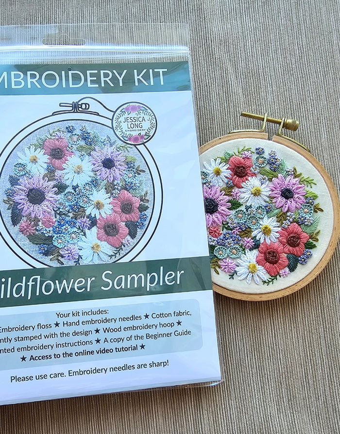 Wildflower Sampler Embroidery Kit, Jessica Long Embroidery
