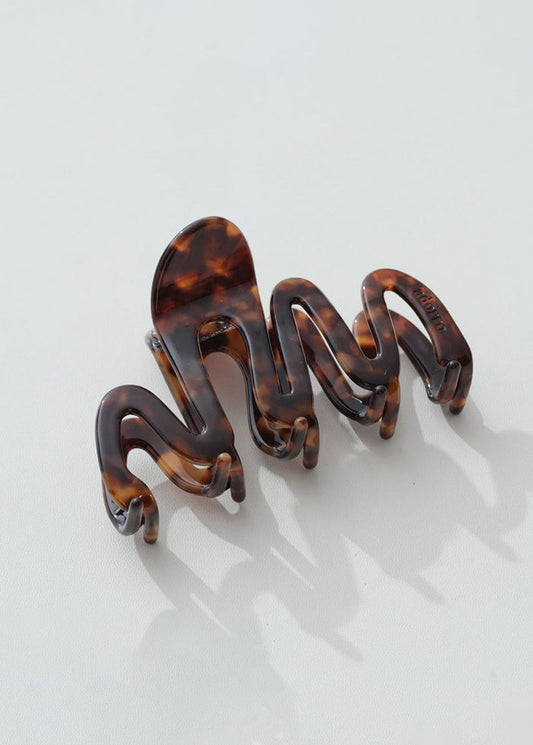 Willow Squiggle Claw Clip - Deep Tortoise