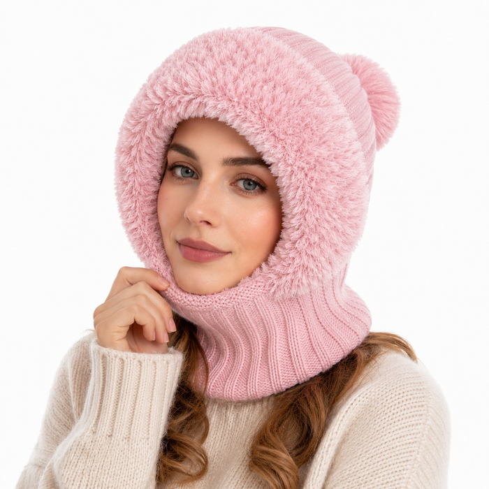 soft acrylic winter hat scarf combo styled with a wool coat