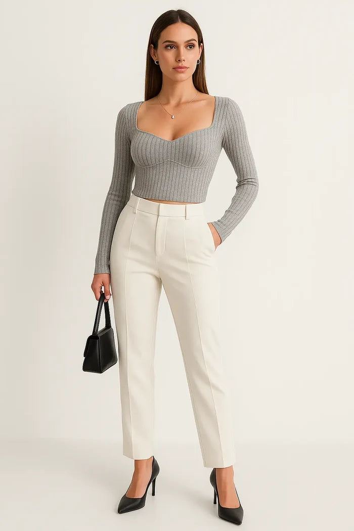 Women’s Brushed Stripe Crop T-shirt – Casual Chic