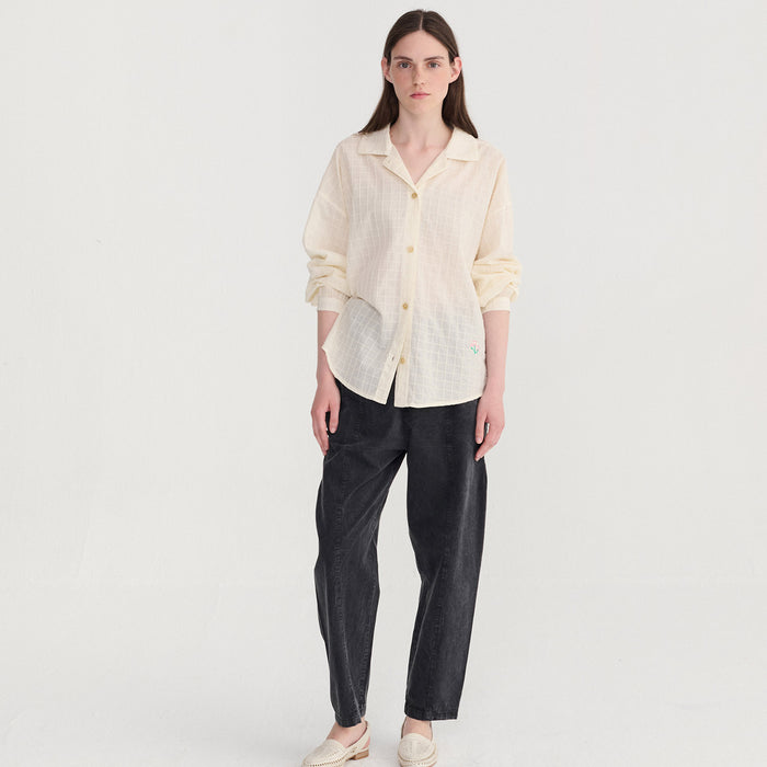 Women's Cotton Voile Square Collar Blouse - Fantasy Ecru