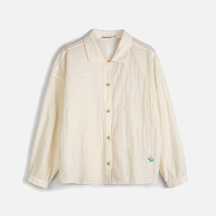 Women's Cotton Voile Square Collar Blouse - Fantasy Ecru