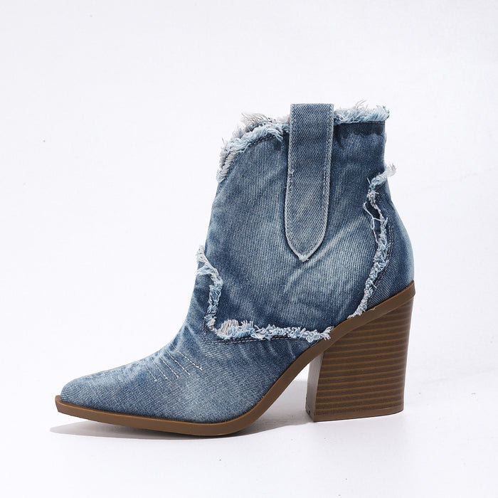Women’s Cowboy Ankle Boots – Sleek Pointed-Toe Style