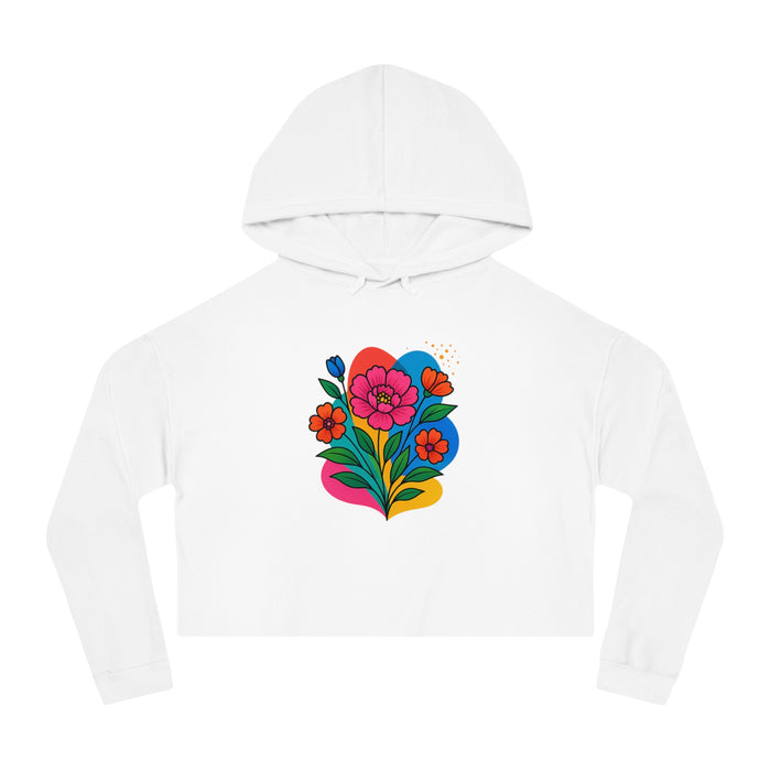 Women streetwear cropped hoodie floral design soft fabric casual daily outfit trendy modern style