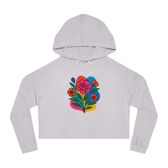 Floral hoodie women cropped soft fabric adjustable hood trendy everyday outfit