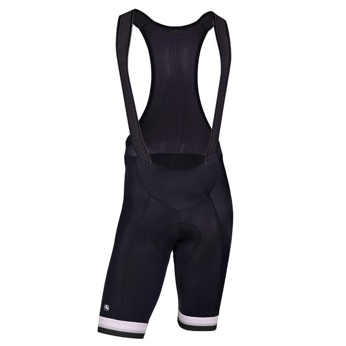 Women's EU Sport Bib Short by Giordana Cycling, BLACK/WHITE/BLACK, Made in Italy