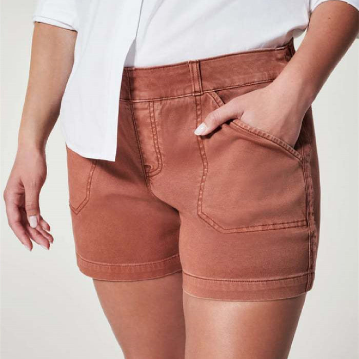 Women’s High-Waist Cotton-Linen Shorts – Stretch