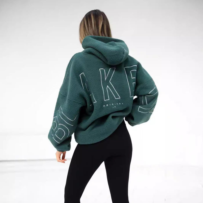 Women’s Lamb Fleece Coat  Loose Fit & Embroidered