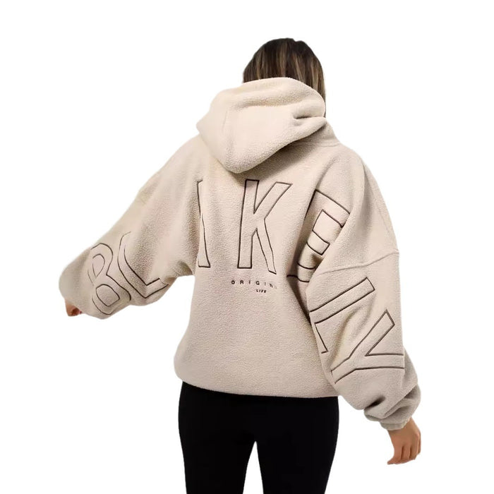 Women’s Lamb Fleece Coat  Loose Fit & Embroidered