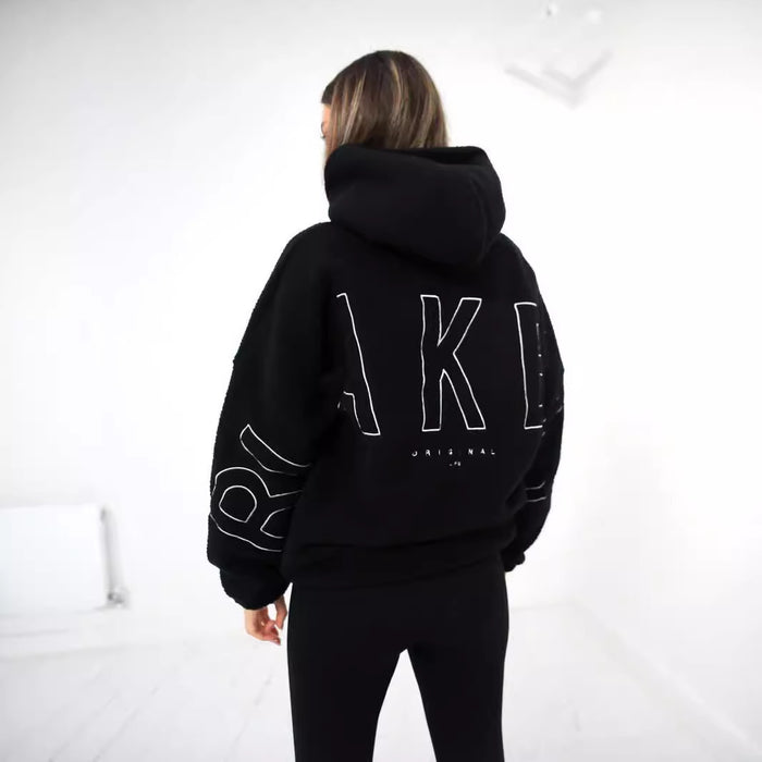 Women’s Lamb Fleece Coat  Loose Fit & Embroidered