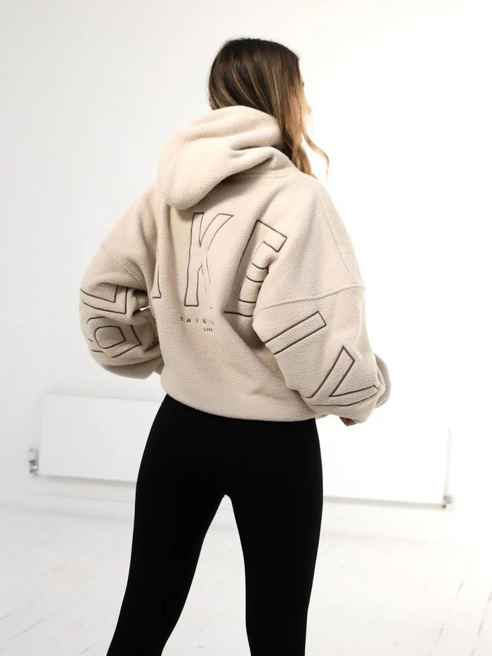 Women’s Lamb Fleece Coat  Loose Fit & Embroidered