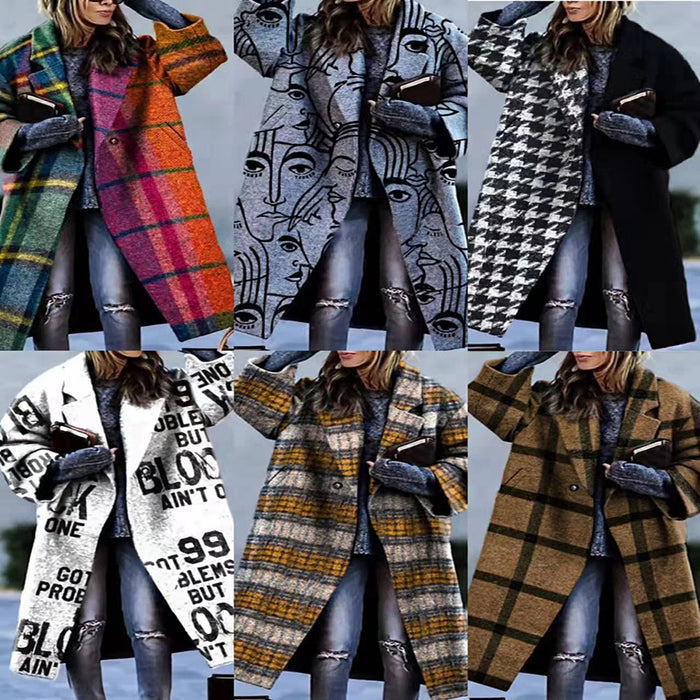 Women’s Plaid Coat – Long-Sleeve, Color-Match Ease