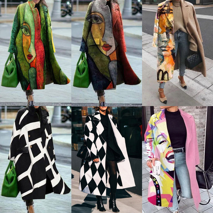 Women’s Plaid Coat – Long-Sleeve, Color-Match Ease