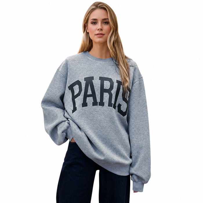 Women's scuba sweatshirt with round neck, smooth Paris Air knit, ribbed cuffs and hem, regular fit and slightly stretchy feel