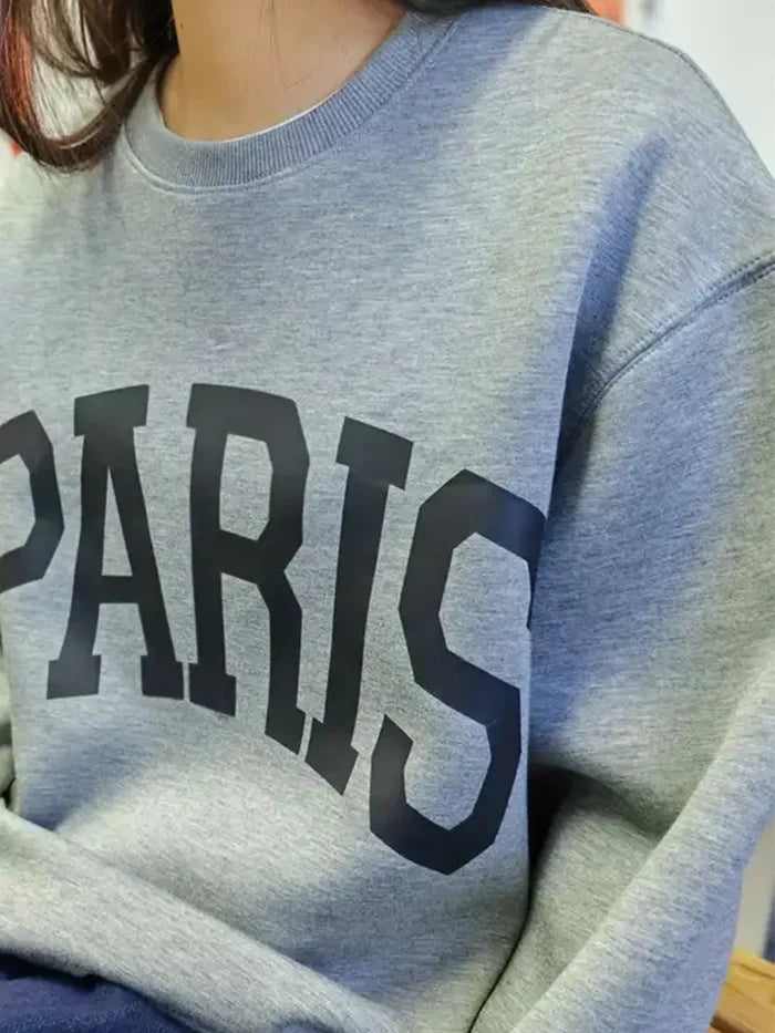 Paris Air scuba sweatshirt for women with opaque coverage, smooth drape, round neck and ribbed trim for polished casual looks