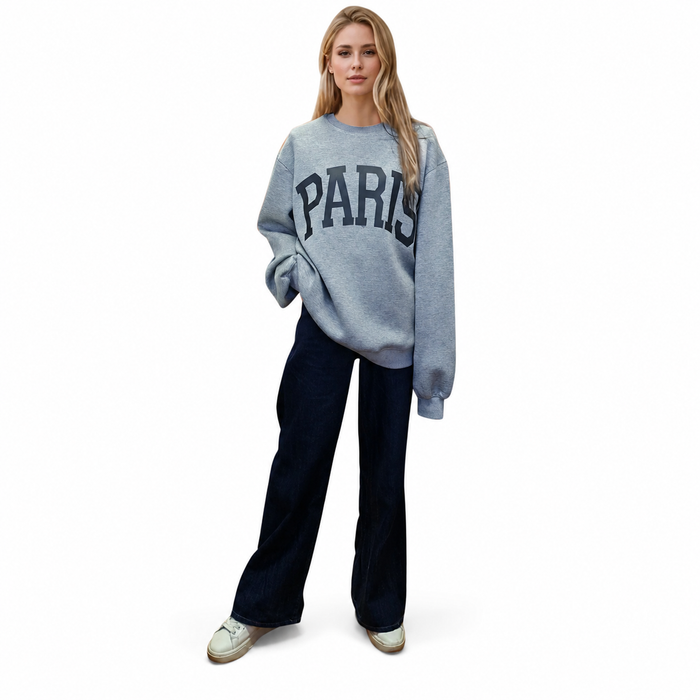 Paris Air women's sweatshirt with its regular fit, clean drape, classic crew neckline and ribbed hem for smart casual outfits