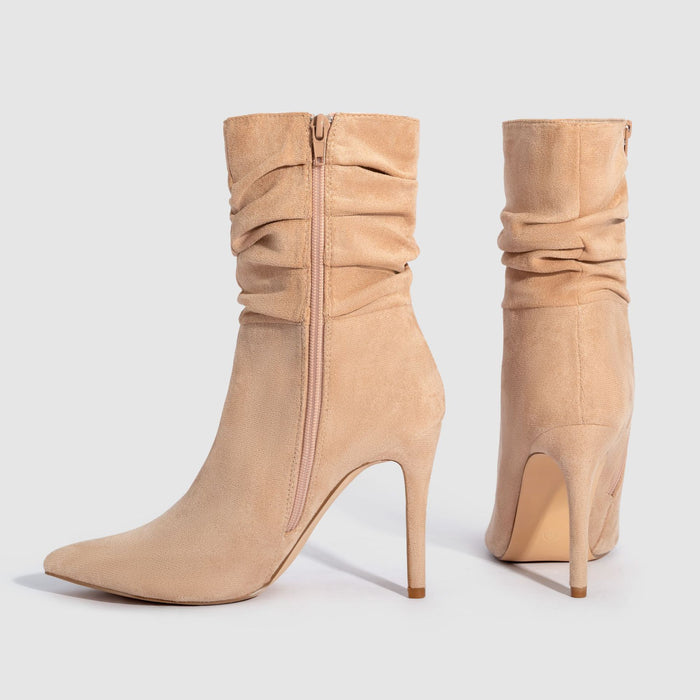 Women’s Suede Pointed Toe Stiletto Boots – Elegant