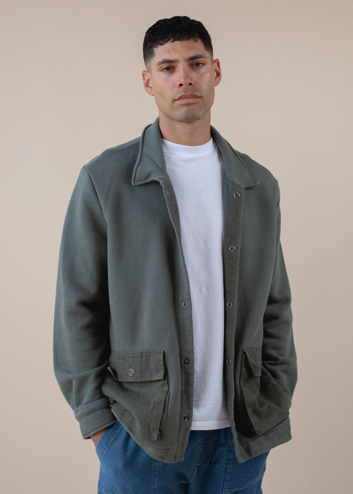 Front view of Worker's Jacket on model