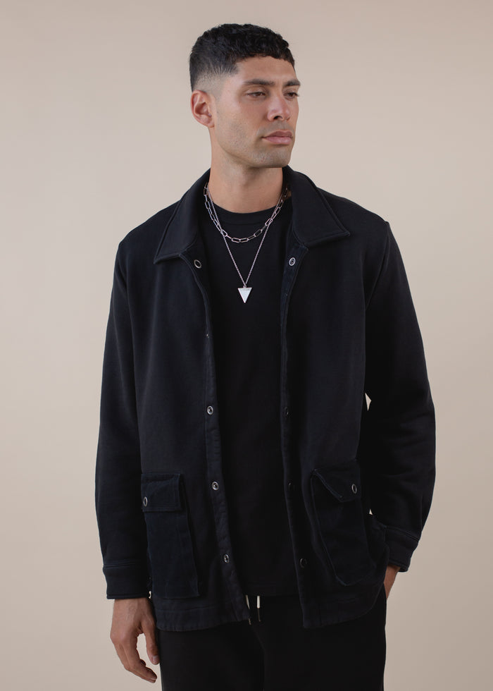 Back view of Worker's Jacket on model