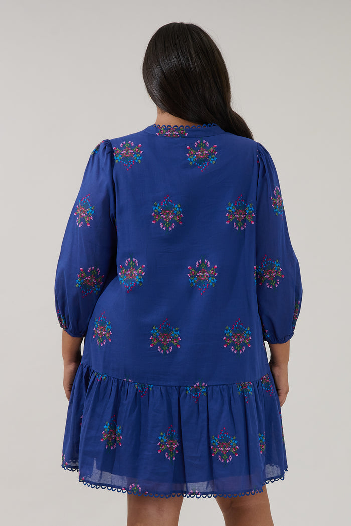 Yamila Ruffle Mini Dress Bouquet Curve
