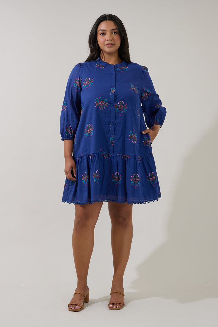 Yamila Ruffle Mini Dress Bouquet Curve