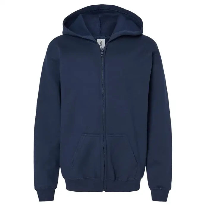 Navy blue Gildan zip hoodie