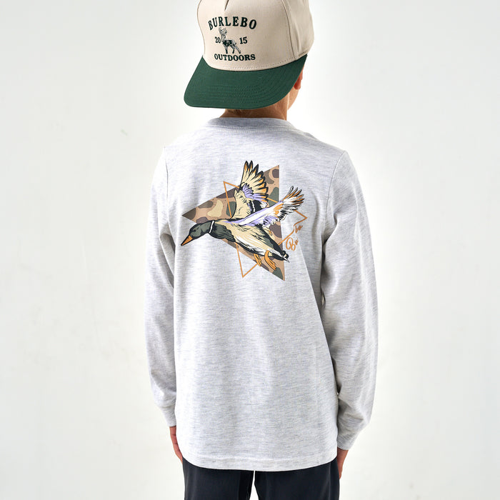 Youth Long Sleeve Tee - Pintail Triangle Duck - Ash Grey