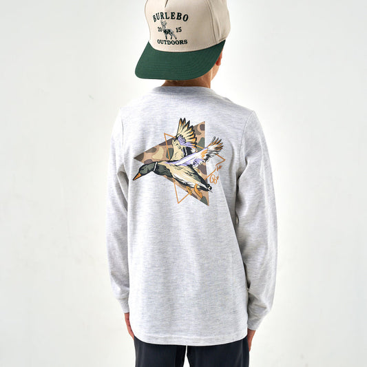 Youth Long Sleeve Tee - Pintail Triangle Duck - Ash Grey
