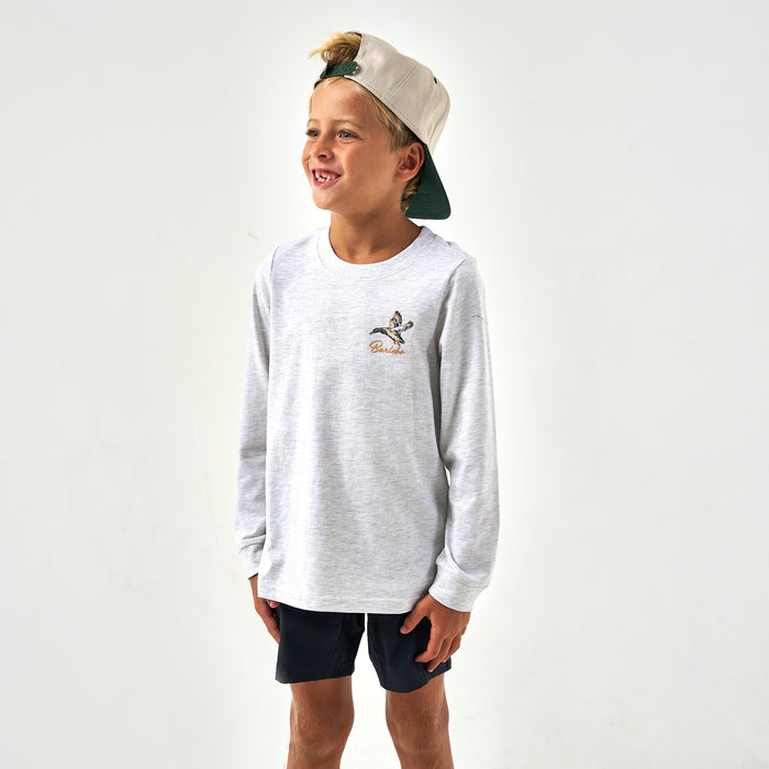 Youth Long Sleeve Tee - Pintail Triangle Duck - Ash Grey