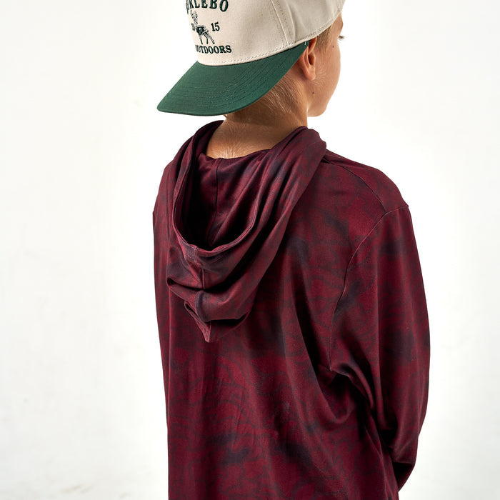 Youth Performance Hoodie - Maroon Texas Camo
