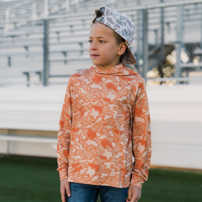 Youth Performance Hoodie - Orange Texas Camo