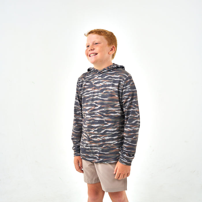 Youth Performance Hoodie - Tiger Stripe Camo - Wetland