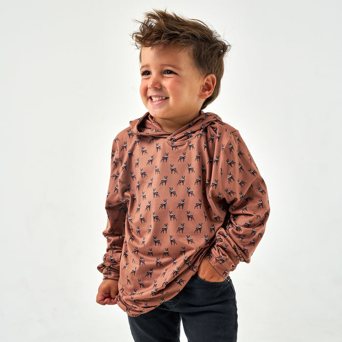 Youth Performance Hoodie - Whitetail Deer - Brown