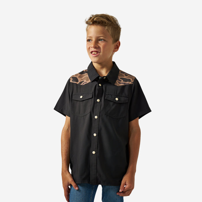 Youth Performance Western Shirt - Deer SZN - Black & Gauge Camo