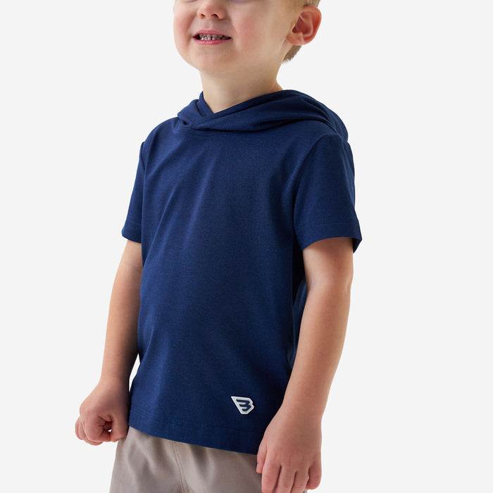 Youth Short Sleeve Performance Hoodie - Navy