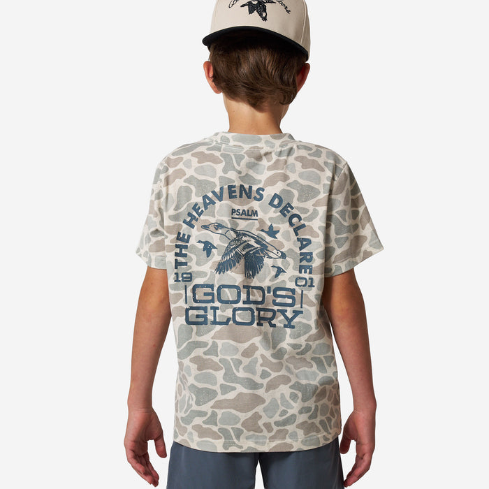 Youth Vintage Washed Tee - God's Glory - Classic Deer Camo