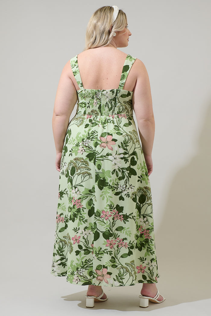 Zane Floral Bary Smocked Maxi Dress Curve