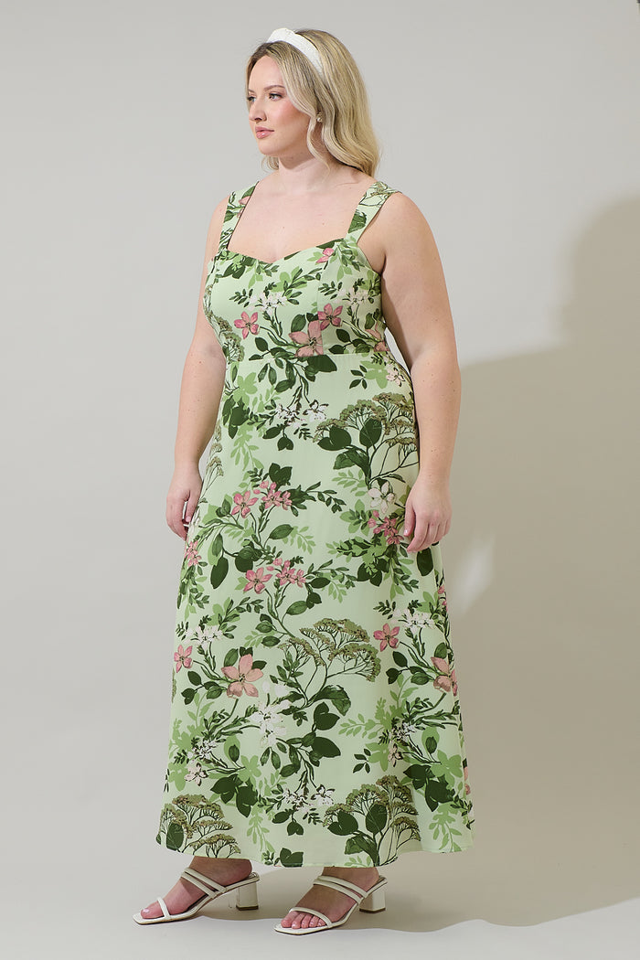 Zane Floral Bary Smocked Maxi Dress Curve