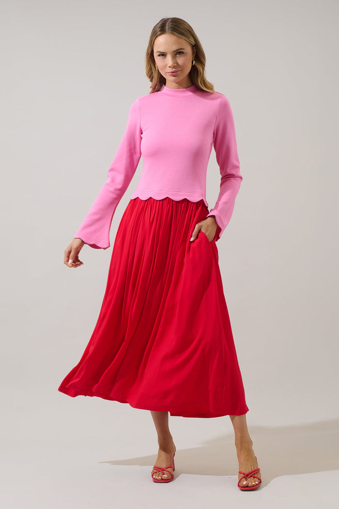 Zenie Color Block Midi Dress