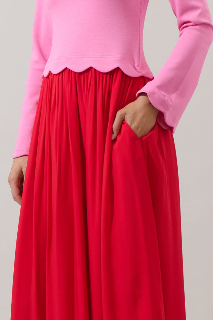 Zenie Color Block Midi Dress