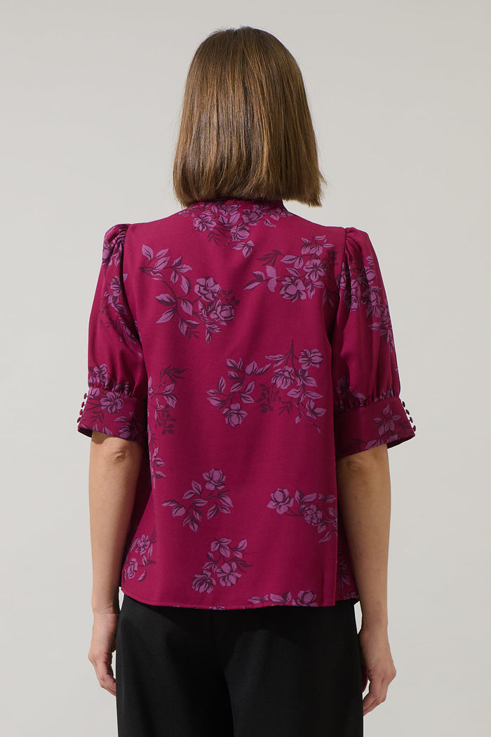 Zurum Floral Floss Floral Neck Tie Blouse