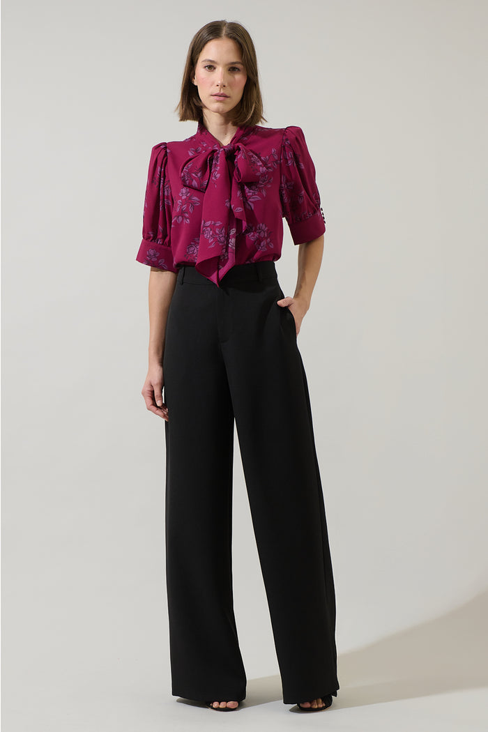 Zurum Floral Floss Floral Neck Tie Blouse