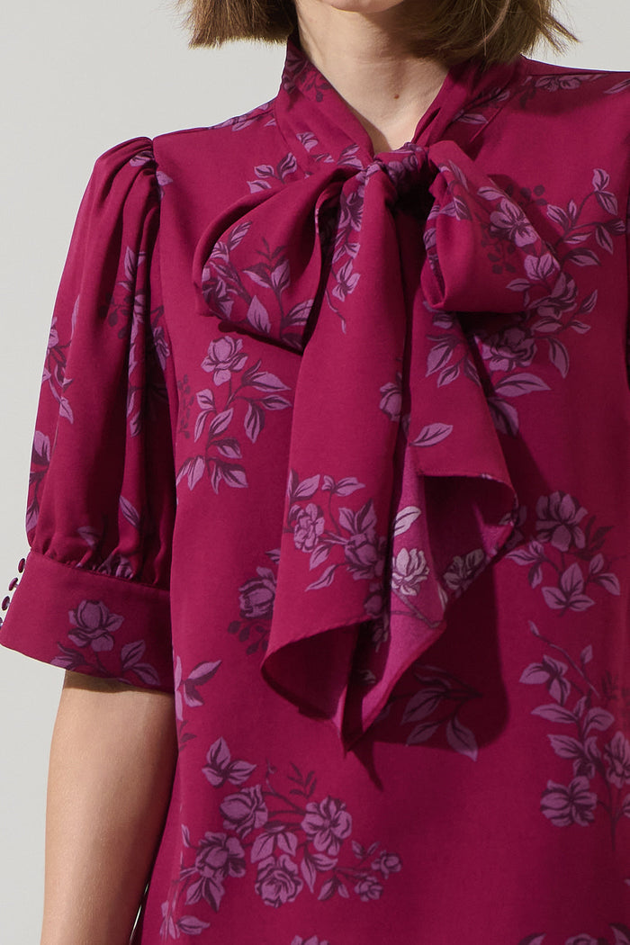 Zurum Floral Floss Floral Neck Tie Blouse